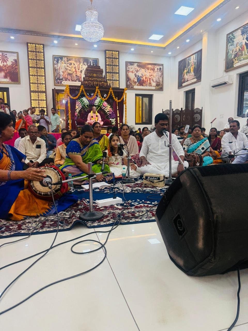 Devotional program in a temple hall