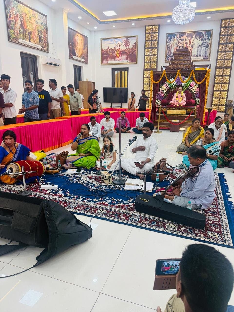 Devotional program in a temple hall